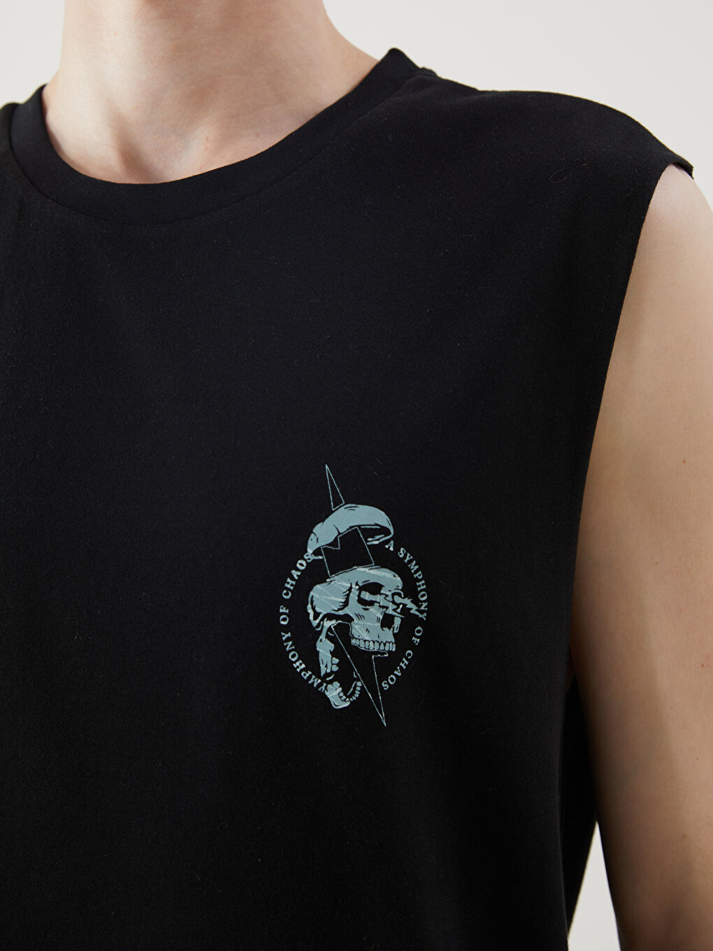 Crew Neck Printed Men's Sleeveless T-Shirt -S5IL62Z8-CVL