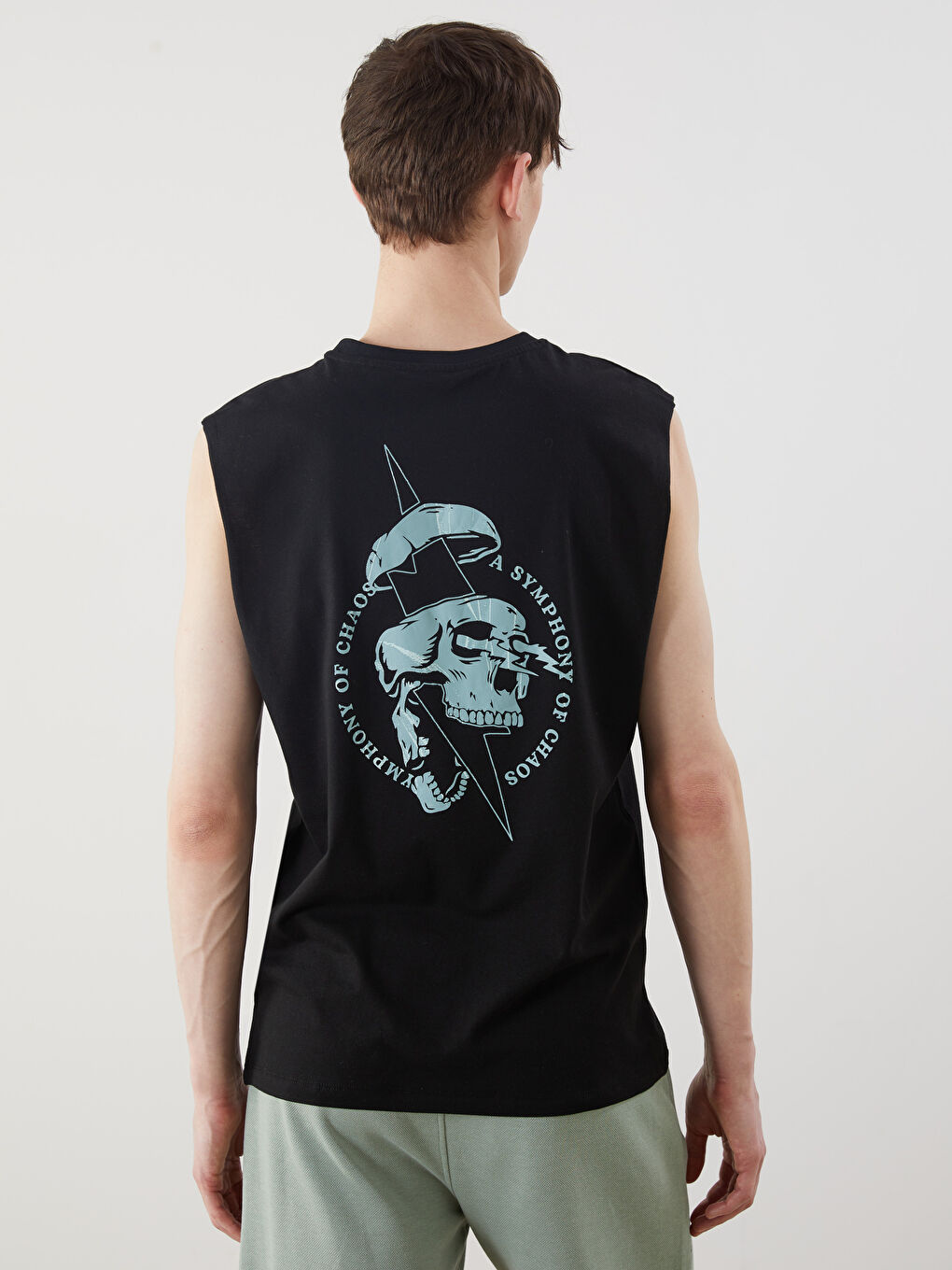 Crew Neck Printed Men's Sleeveless T-Shirt -S5IL62Z8-CVL