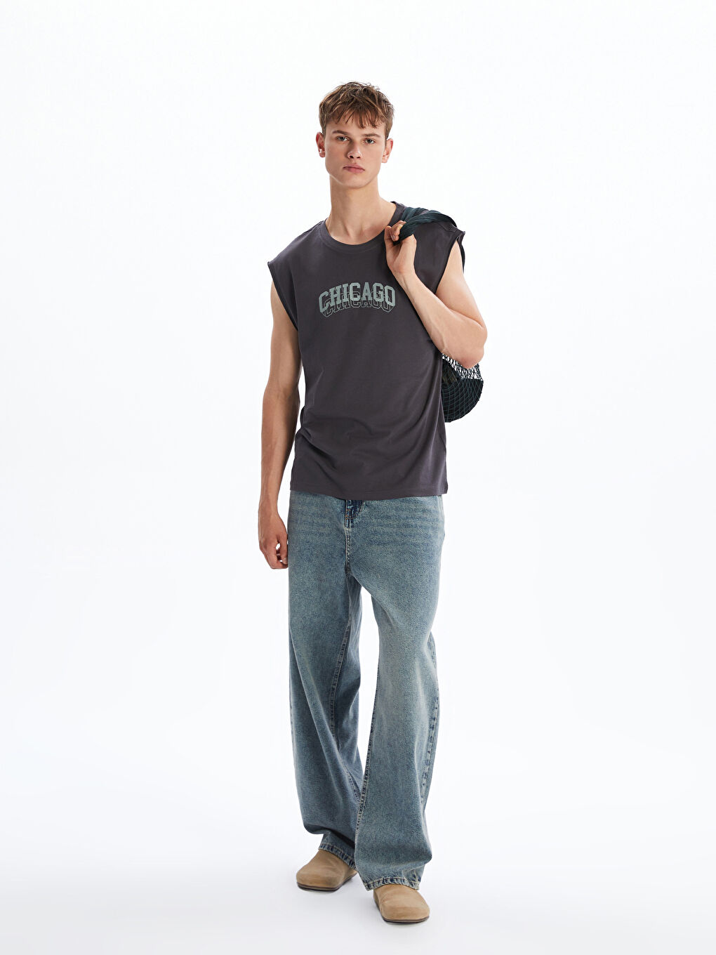 XSIDE Crew Neck Printed Men's Sleeveless T-Shirt -S5IL63Z8-EXQ