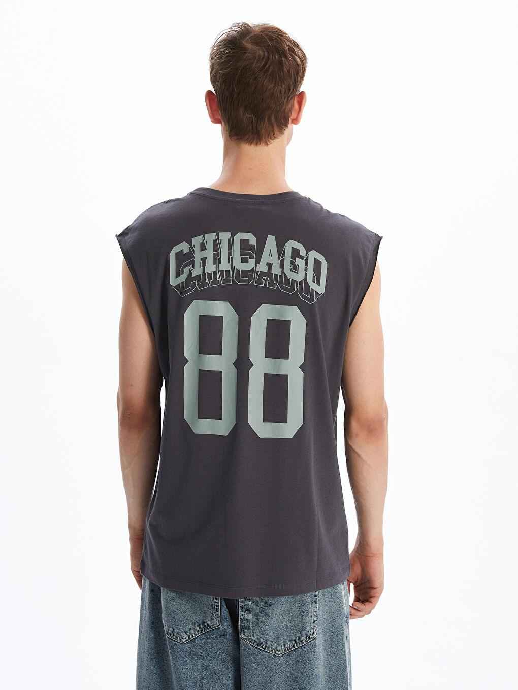 XSIDE Crew Neck Printed Men's Sleeveless T-Shirt -S5IL63Z8-EXQ