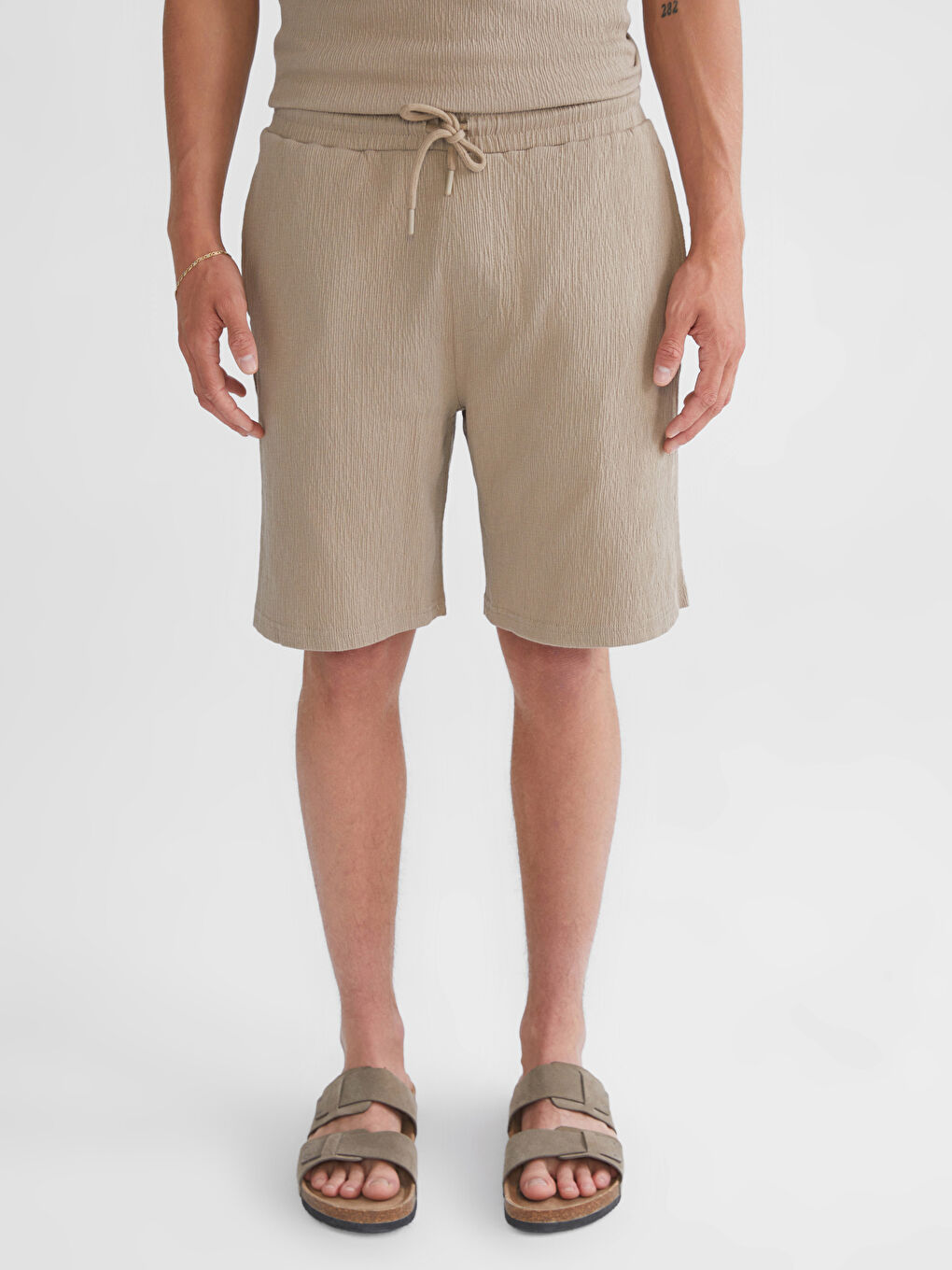 XSIDE Standard Fit Herren-Shorts mit Taillenbindedetail -S5IL66Z8-ZKN