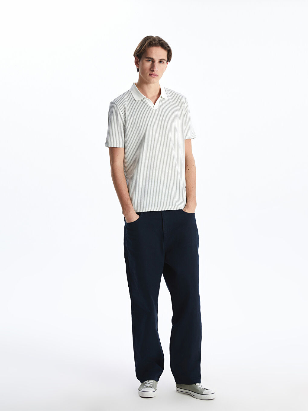Polo Neck Striped Men's T-Shirt -S5IL76Z8-LFT