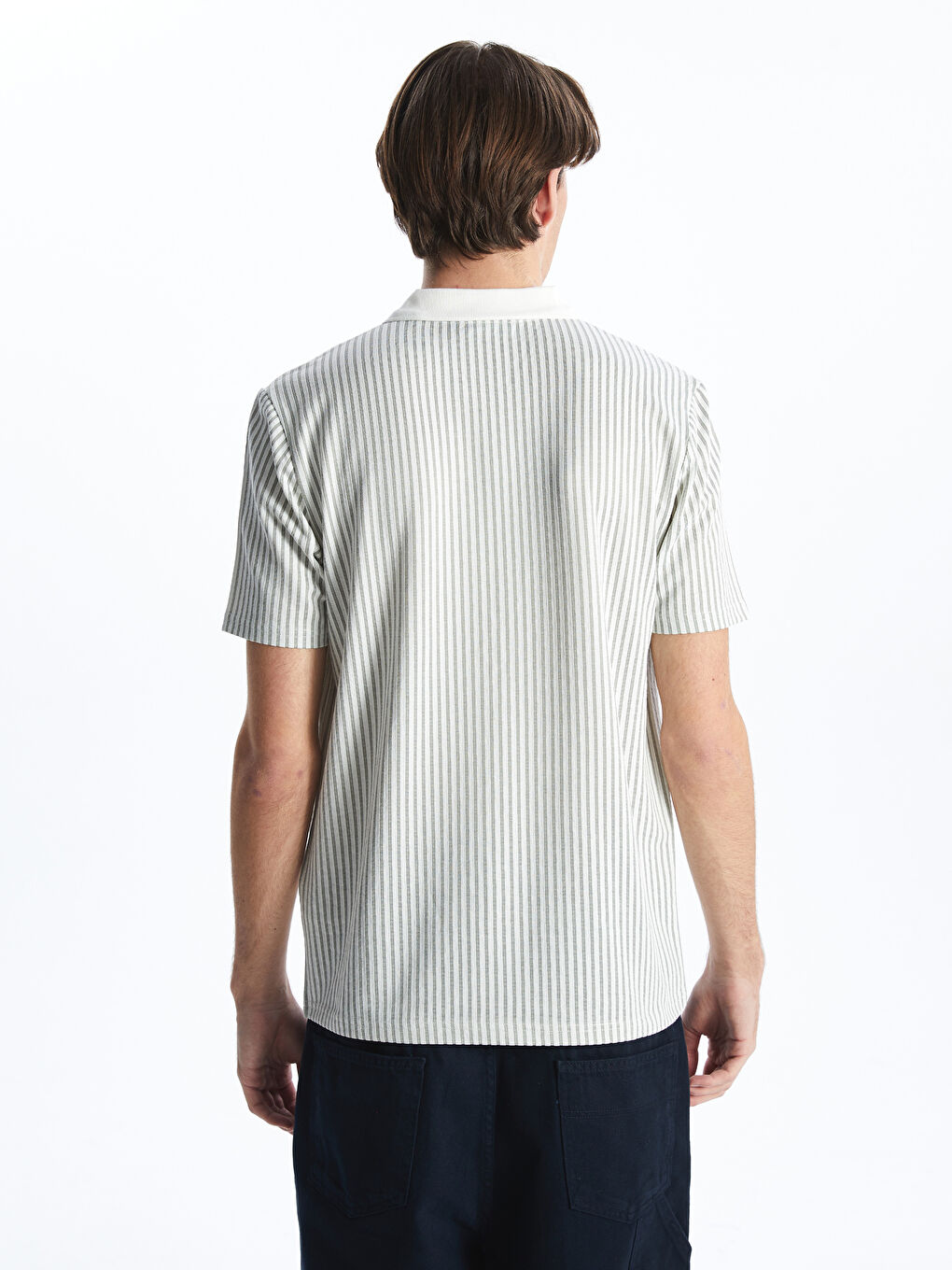 Polo Neck Striped Men's T-Shirt -S5IL76Z8-LFT