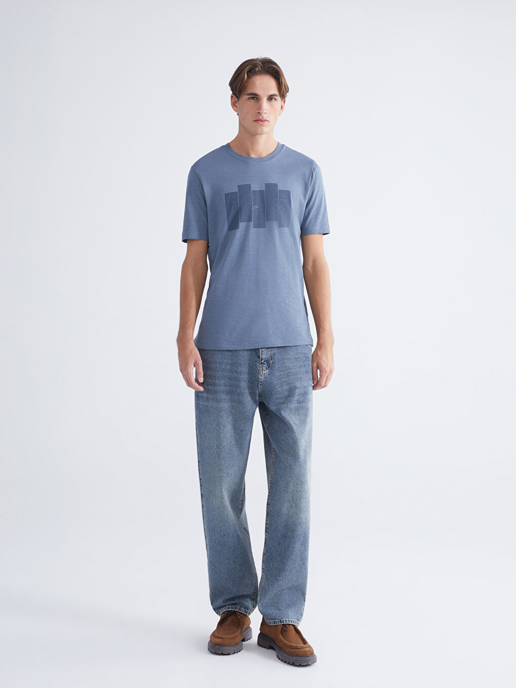 Majica sa okruglim izrezom, štampana, džersi, za muškarce-1