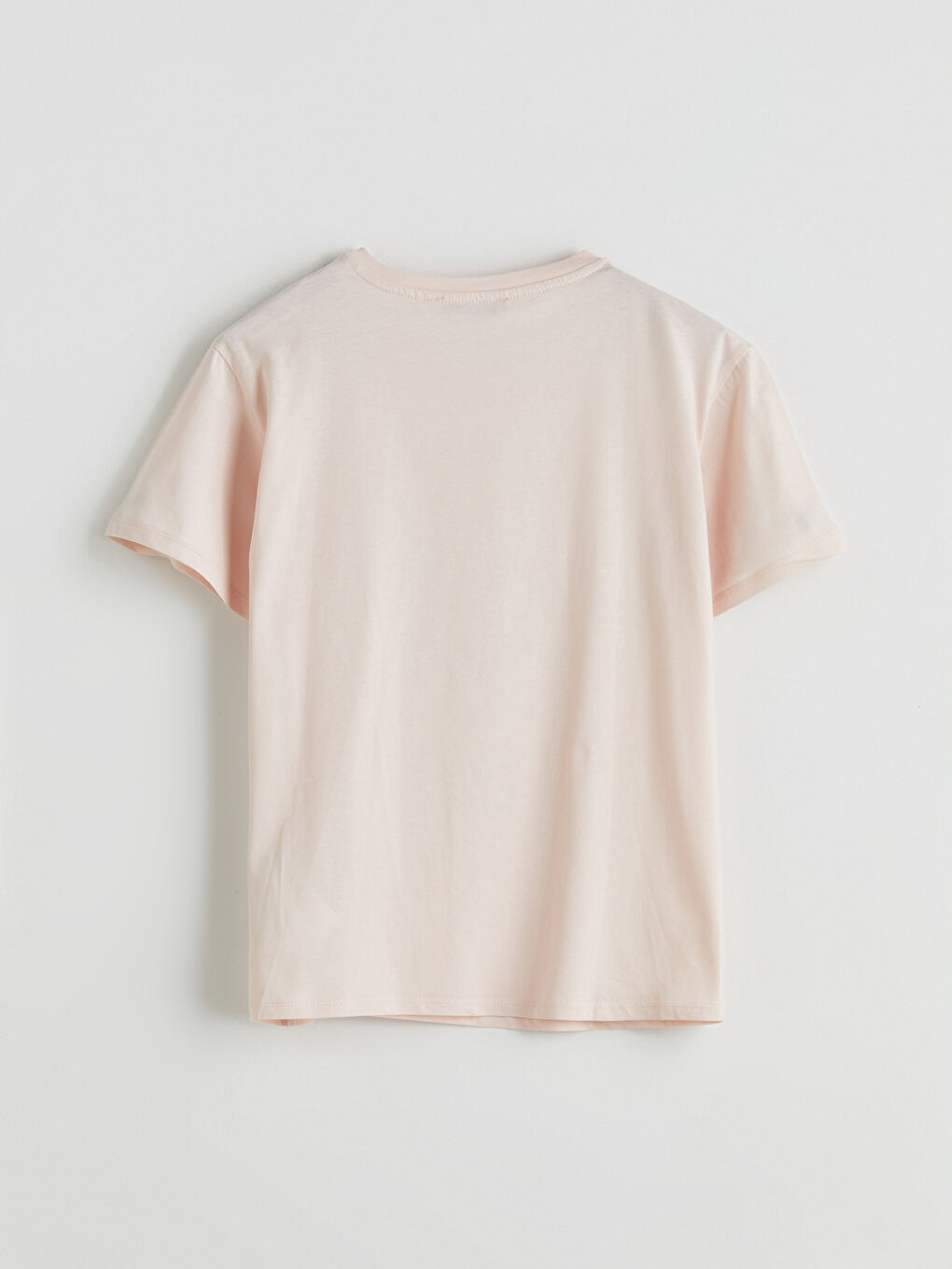 Pembe Bisiklet Yaka Çiçekli Kadın Tişört-5