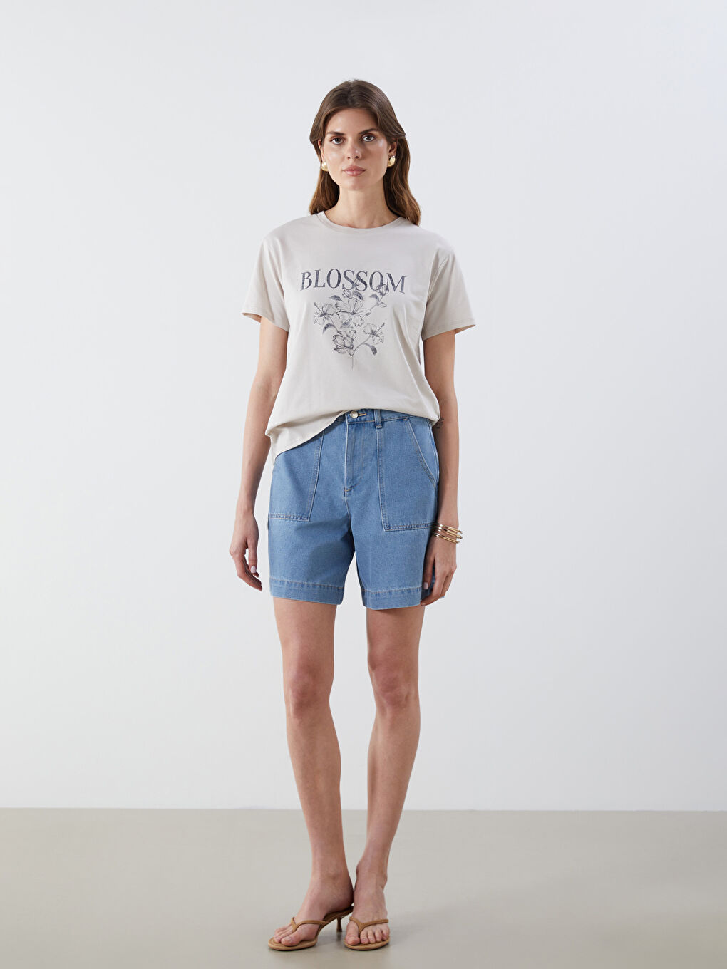LCW Vision Crew Neck Printed Women's T-Shirt -S5IL96Z8-G5M