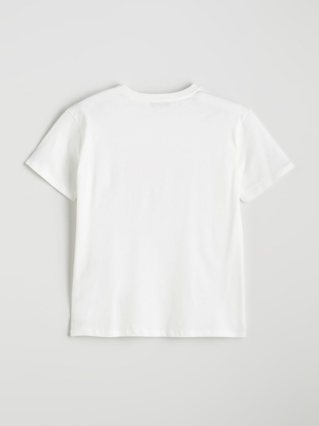 Ekru Bisiklet Yaka Çiçek Baskılı Kadın Tişört-5