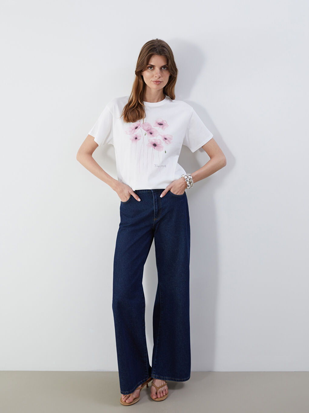 LCW Vision Crew Neck Floral Printed Women's T-Shirt -S5IL99Z8-R9J