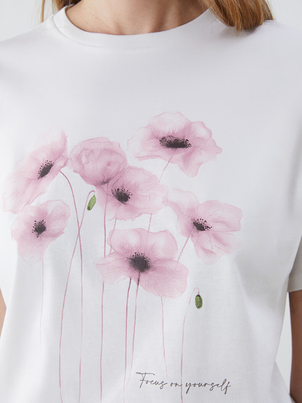 LCW Vision Crew Neck Floral Printed Women's T-Shirt -S5IL99Z8-R9J