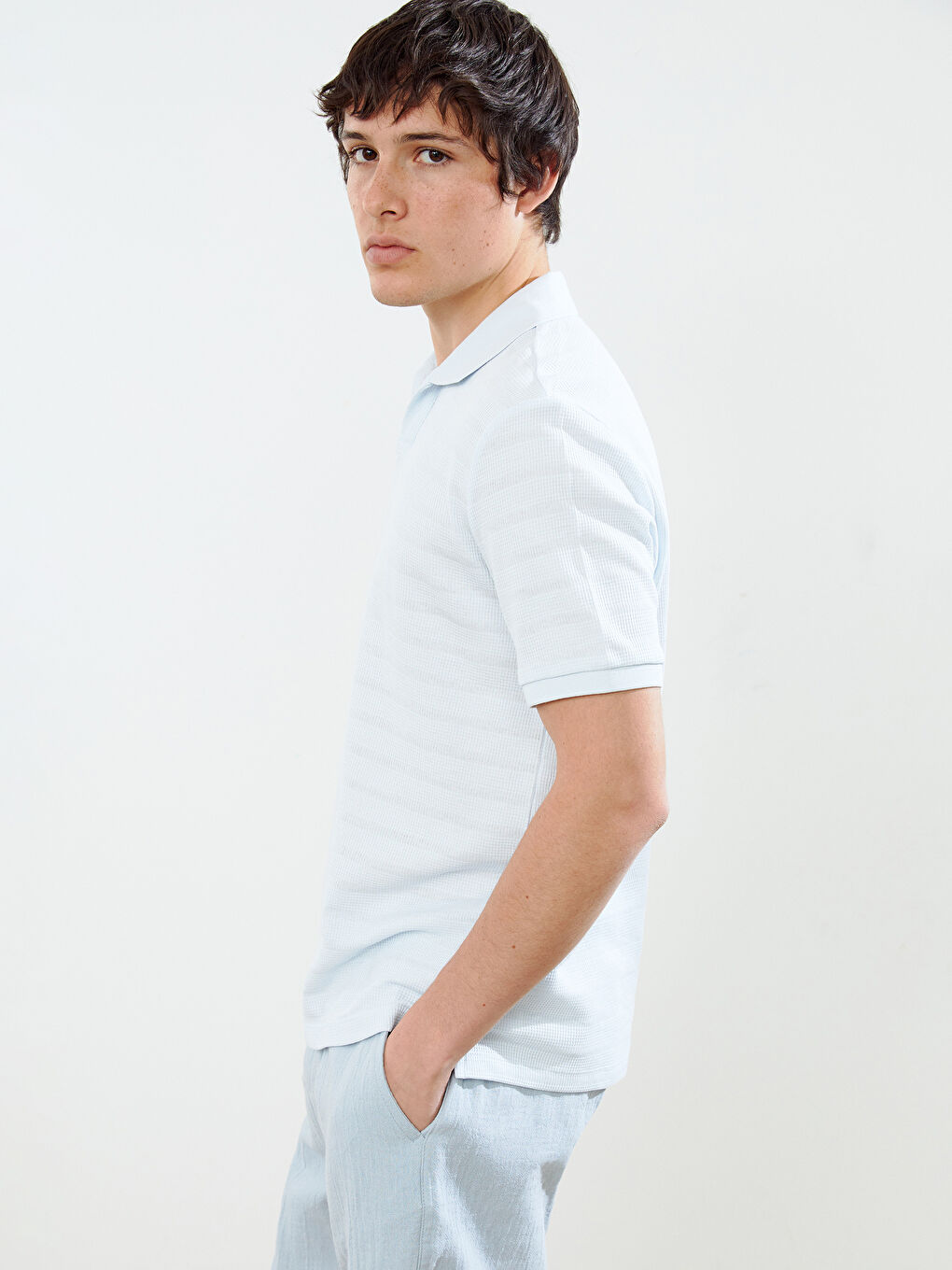 Polo Neck Short Sleeve Men's T-Shirt -S5IM13Z8-UBJ