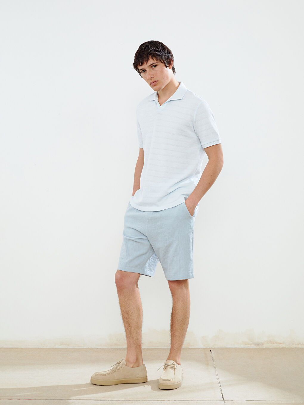 Polo Neck Short Sleeve Men's T-Shirt -S5IM13Z8-UBJ