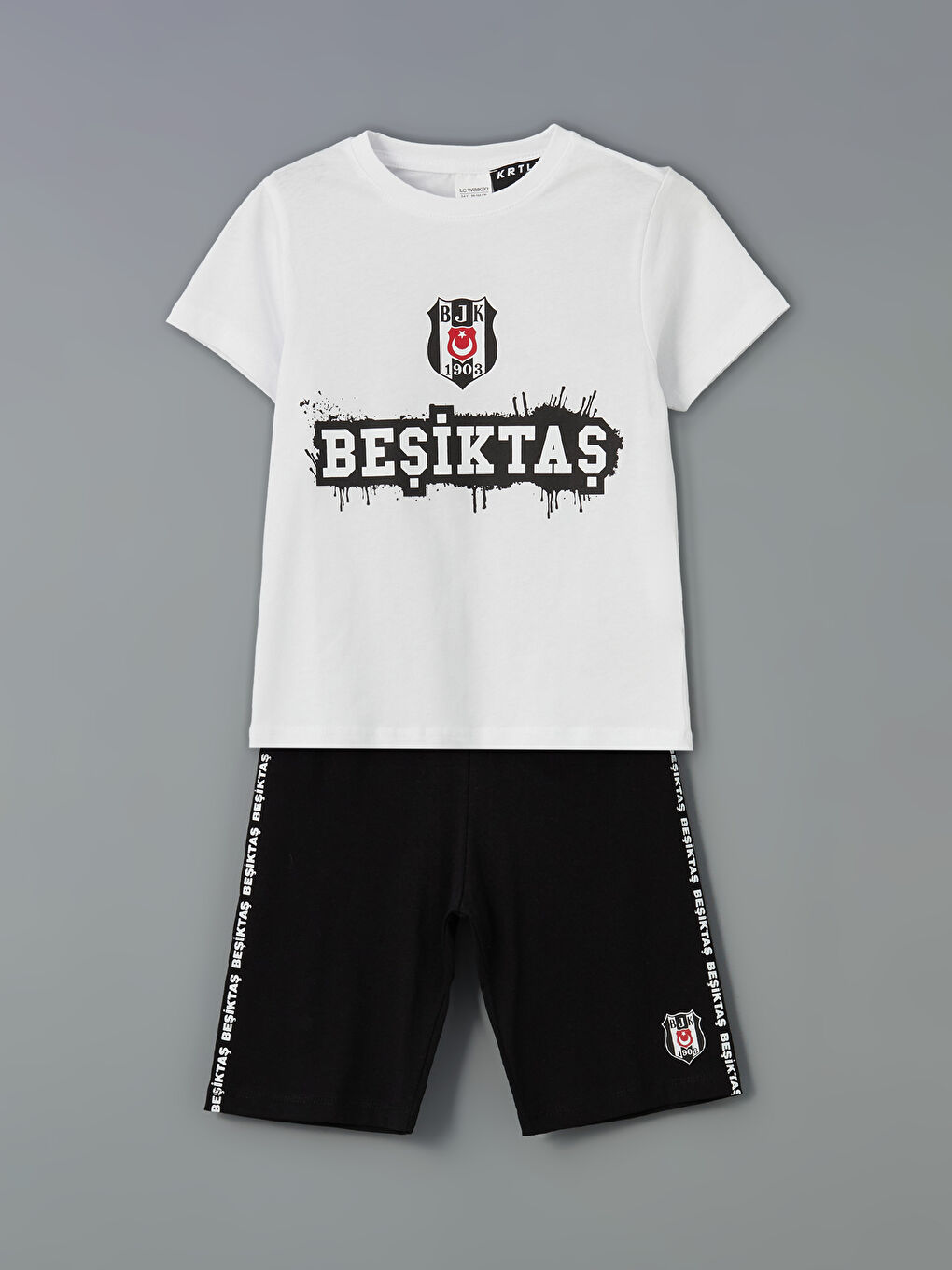 LCW Kids Beyaz Beşiktaş Baskılı Erkek Çocuk Şortlu Pijama Takım