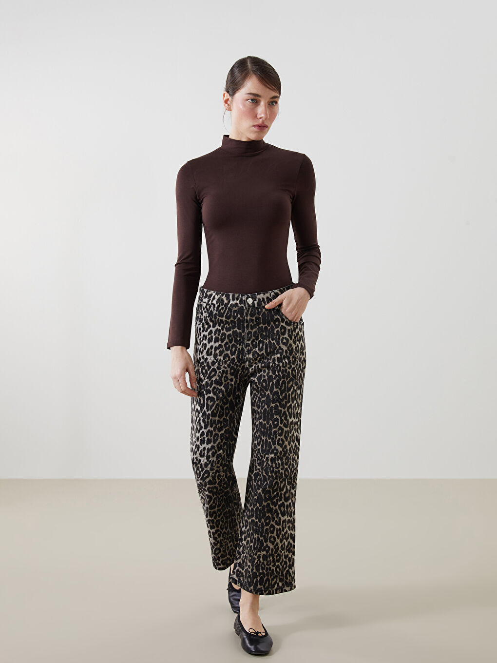 Flared Leopard Printed Women’S Jeans -S5IN12Z8-LQY