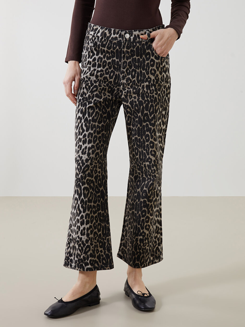 Flared Leopard Printed Women’S Jeans -S5IN12Z8-LQY