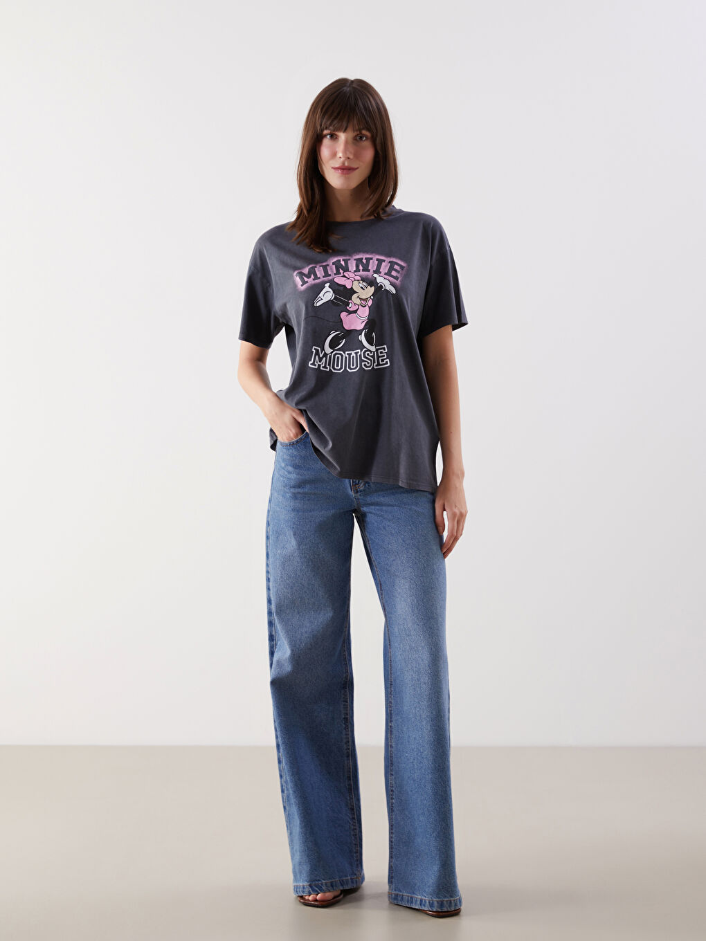 Crew Neck Minnie Mouse Printed Women's T-shirt -S5IN36Z8-HJU