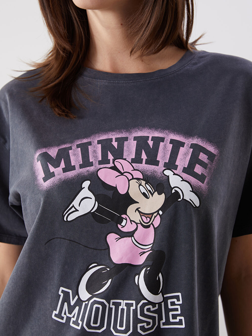 Crew Neck Minnie Mouse Printed Women's T-shirt -S5IN36Z8-HJU