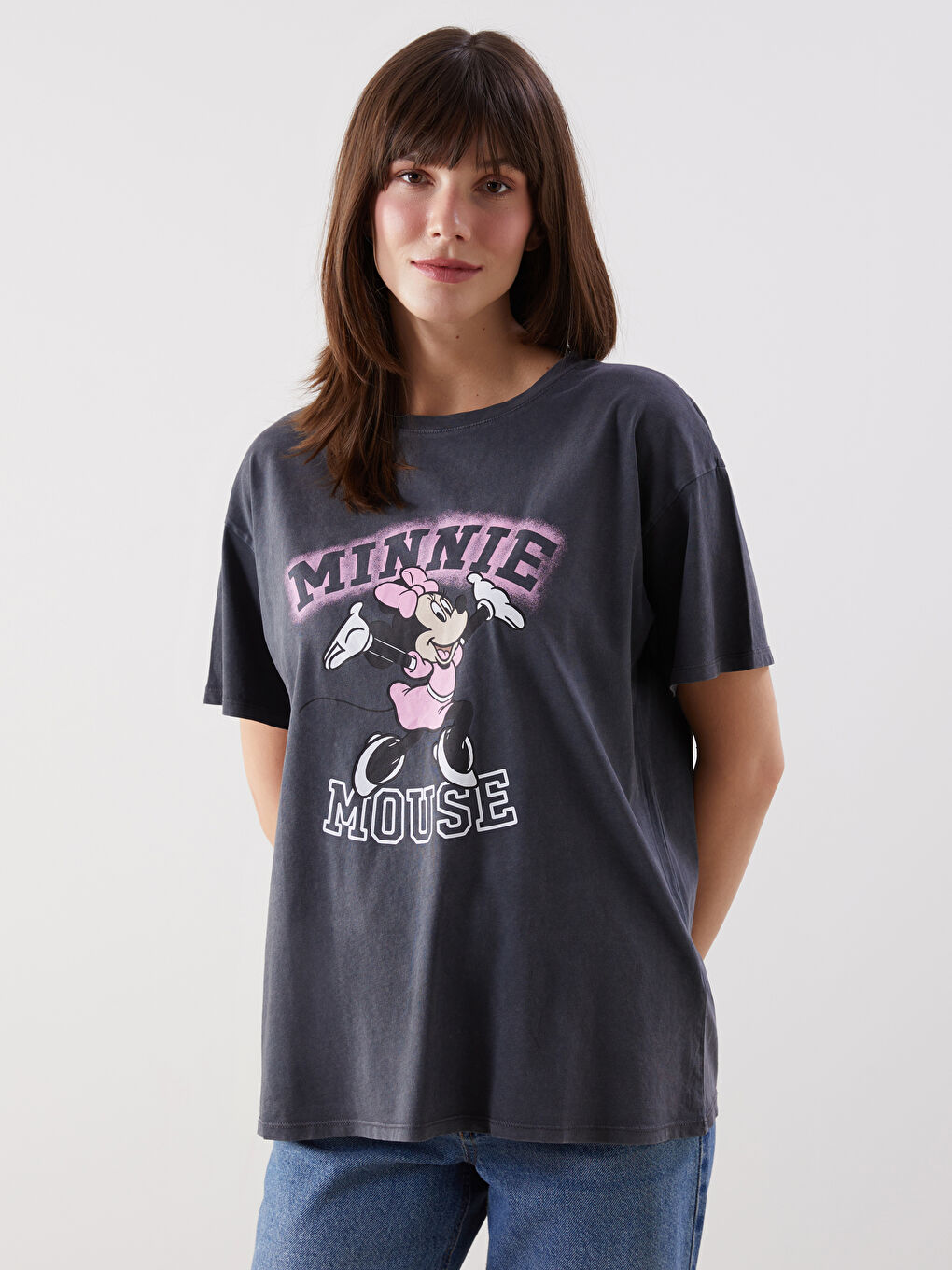 Crew Neck Minnie Mouse Printed Women's T-shirt -S5IN36Z8-HJU