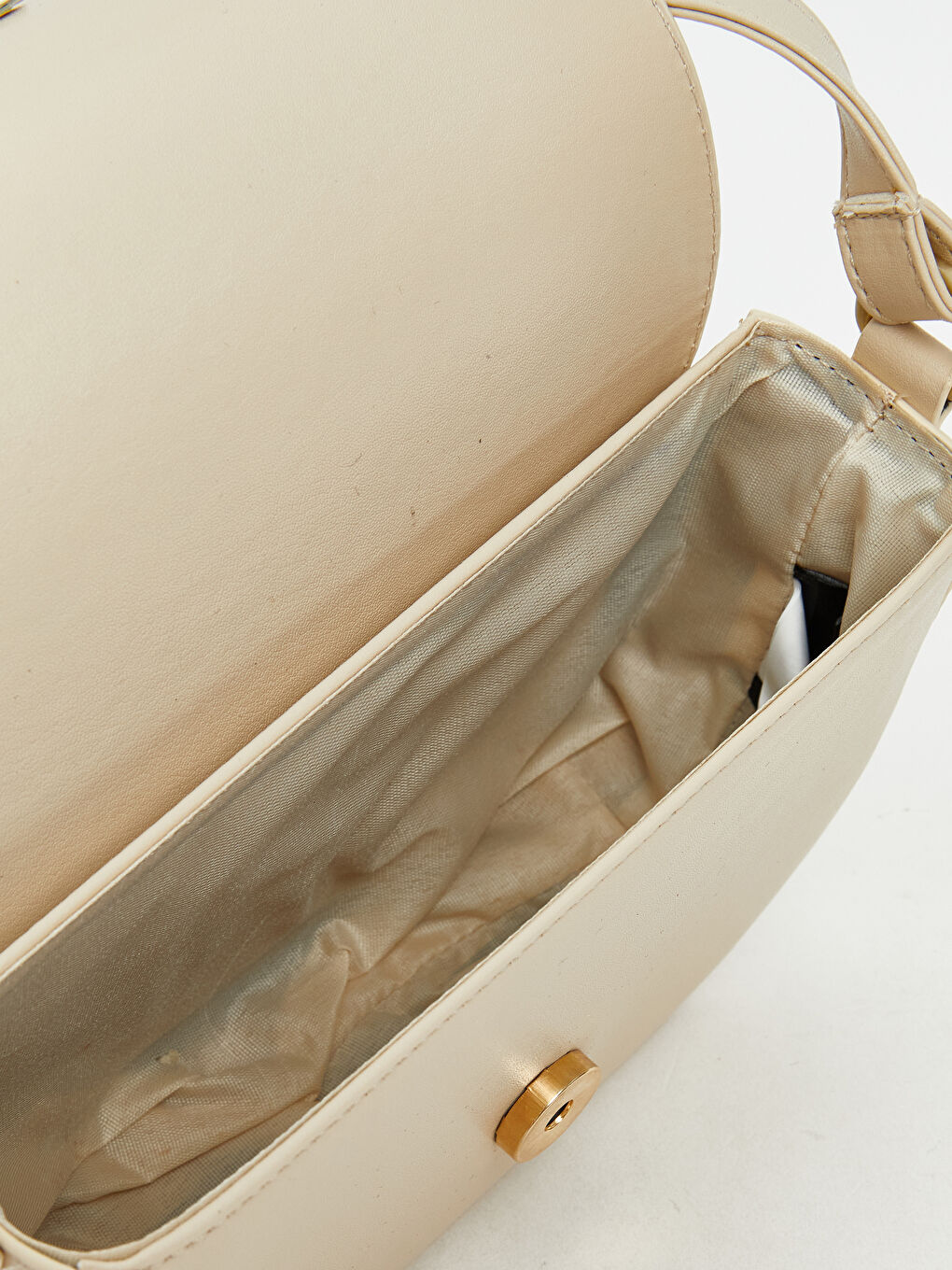 Ekru Deri Görünümlü Kadın Omuz Çantası-2