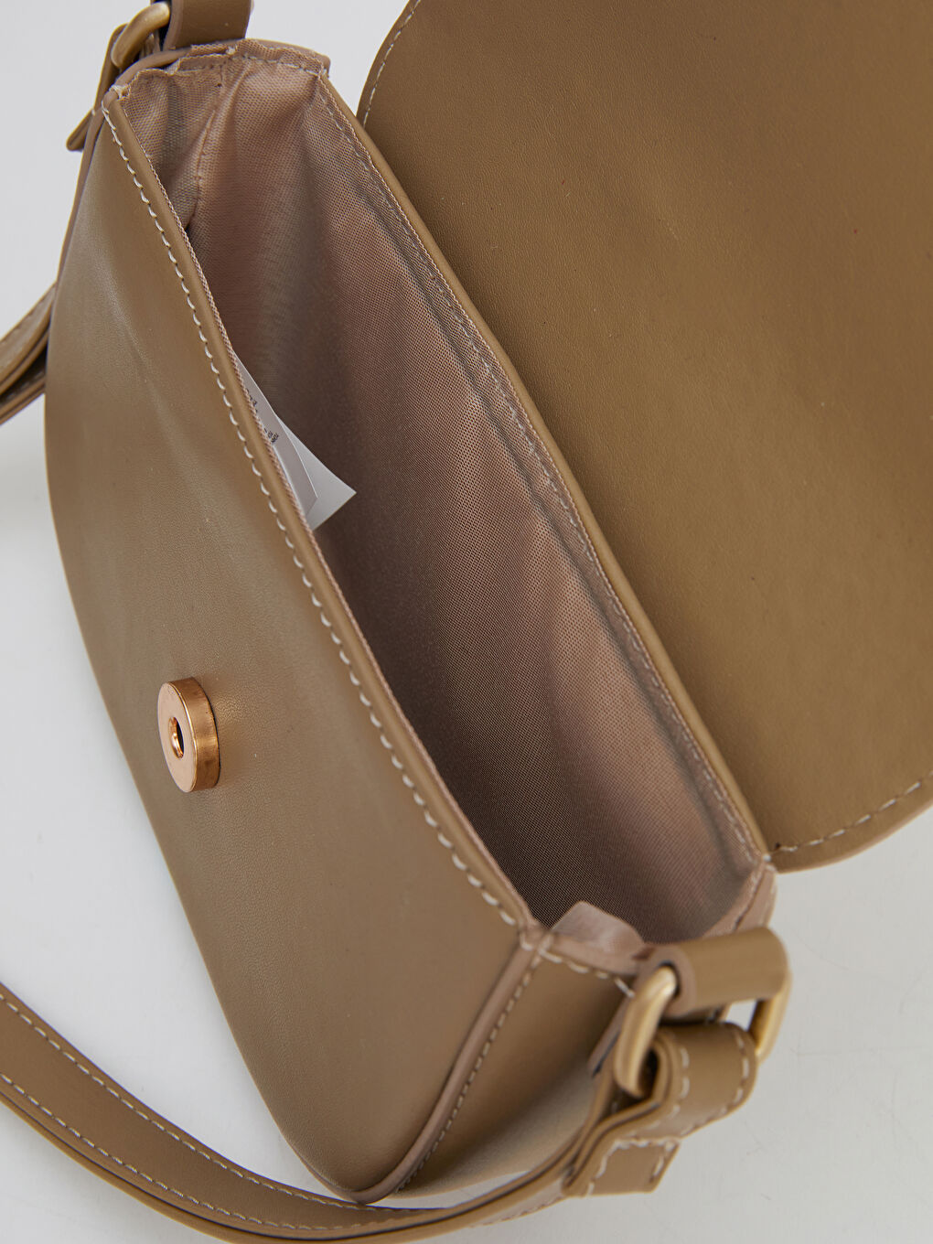 Haki Deri Görünümlü Kadın Omuz Çantası-2