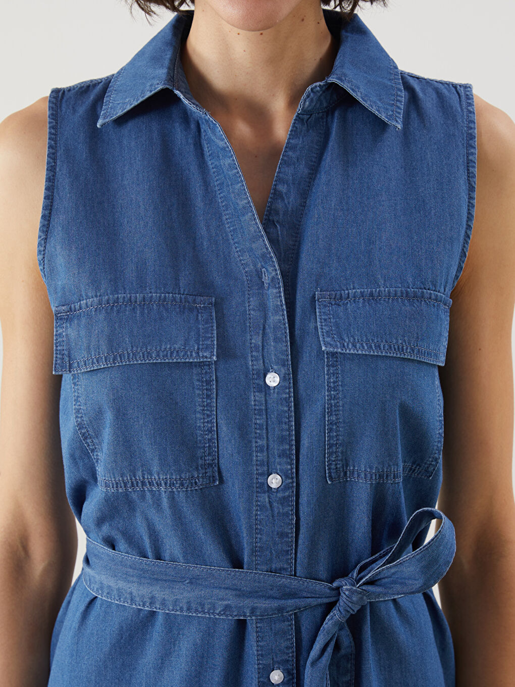 LC Waikiki Collared Denim Dress -S5IN69Z8-563