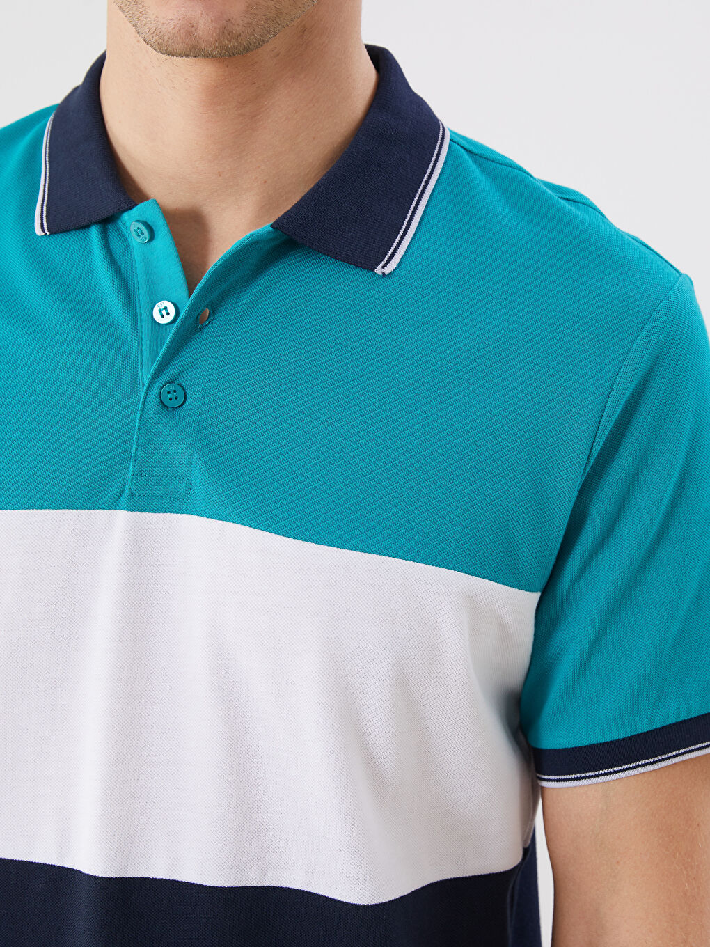 LCWAIKIKI Classic Polo Collar Color Block Pique Men's T-Shirt -S5IN77Z8-GRH