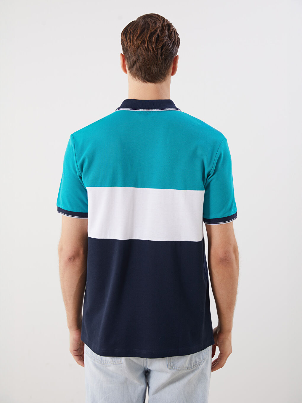 LCWAIKIKI Classic Polo Collar Color Block Pique Men's T-Shirt -S5IN77Z8-GRH