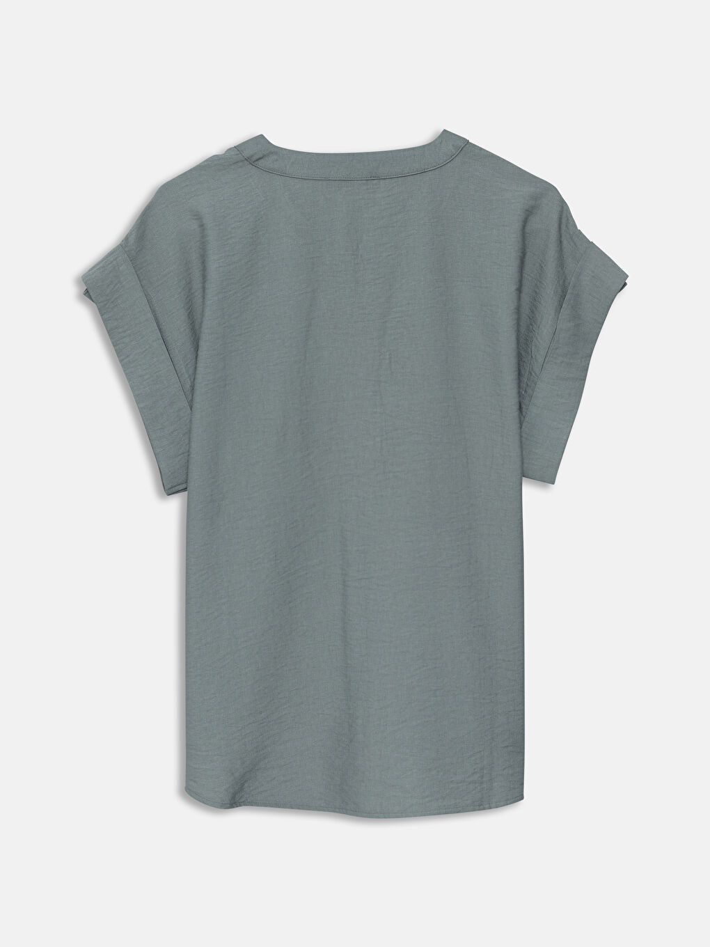 Notch Neck Plain Short Sleeve Women's Shirt -S5IN98Z8-Z3V