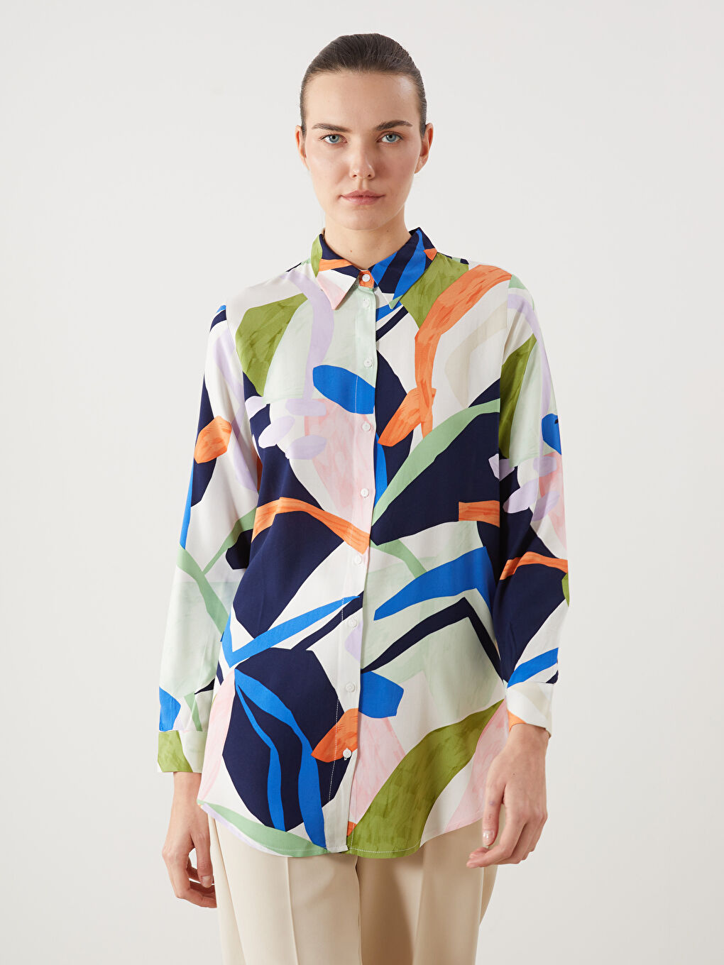 LCWAIKIKI Classic Patterned Women's Shirt Tunic -S5IO09Z8-F9C