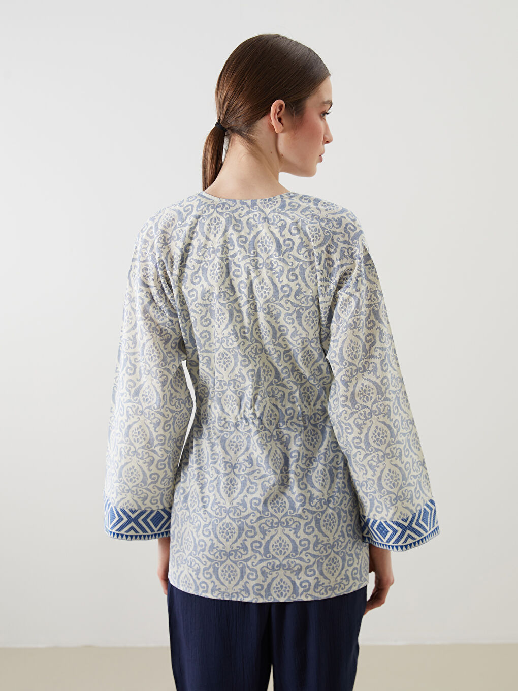 Kimono à Motifs à Col Châle pour Femmes-3