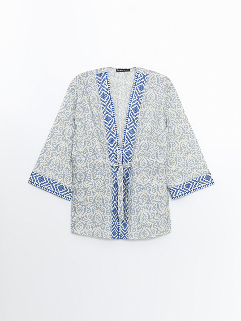 Kimono à Motifs à Col Châle pour Femmes-4