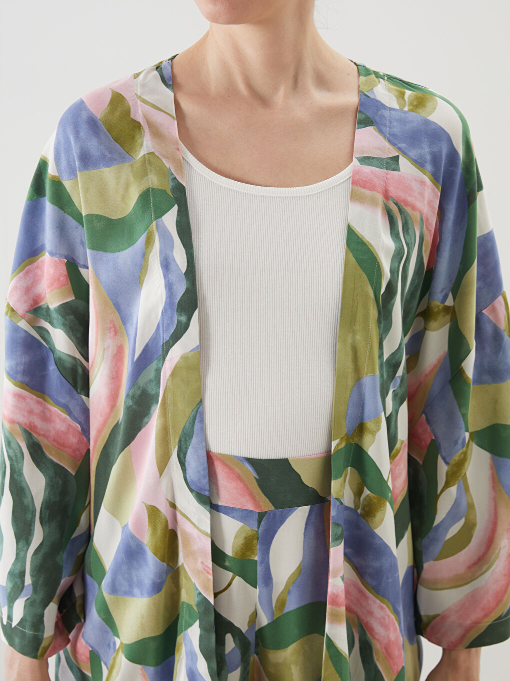 Shawl Collar Patterned Oversize Women's Kimono-2