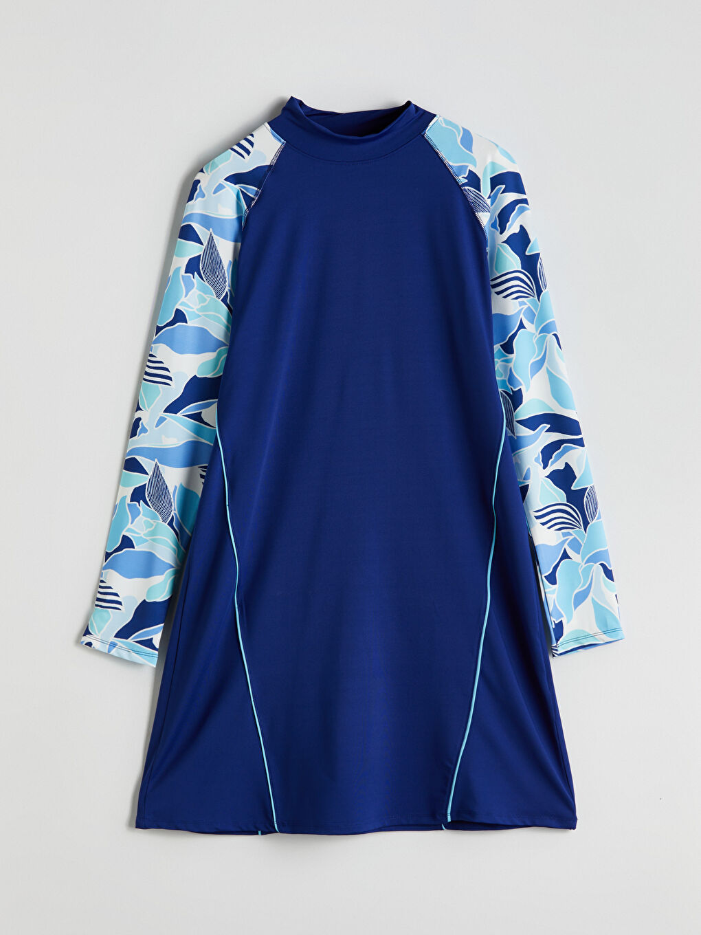 Funnel Neck Patterned Women's Modest Swimsuit Set -S5IO36Z8-R44