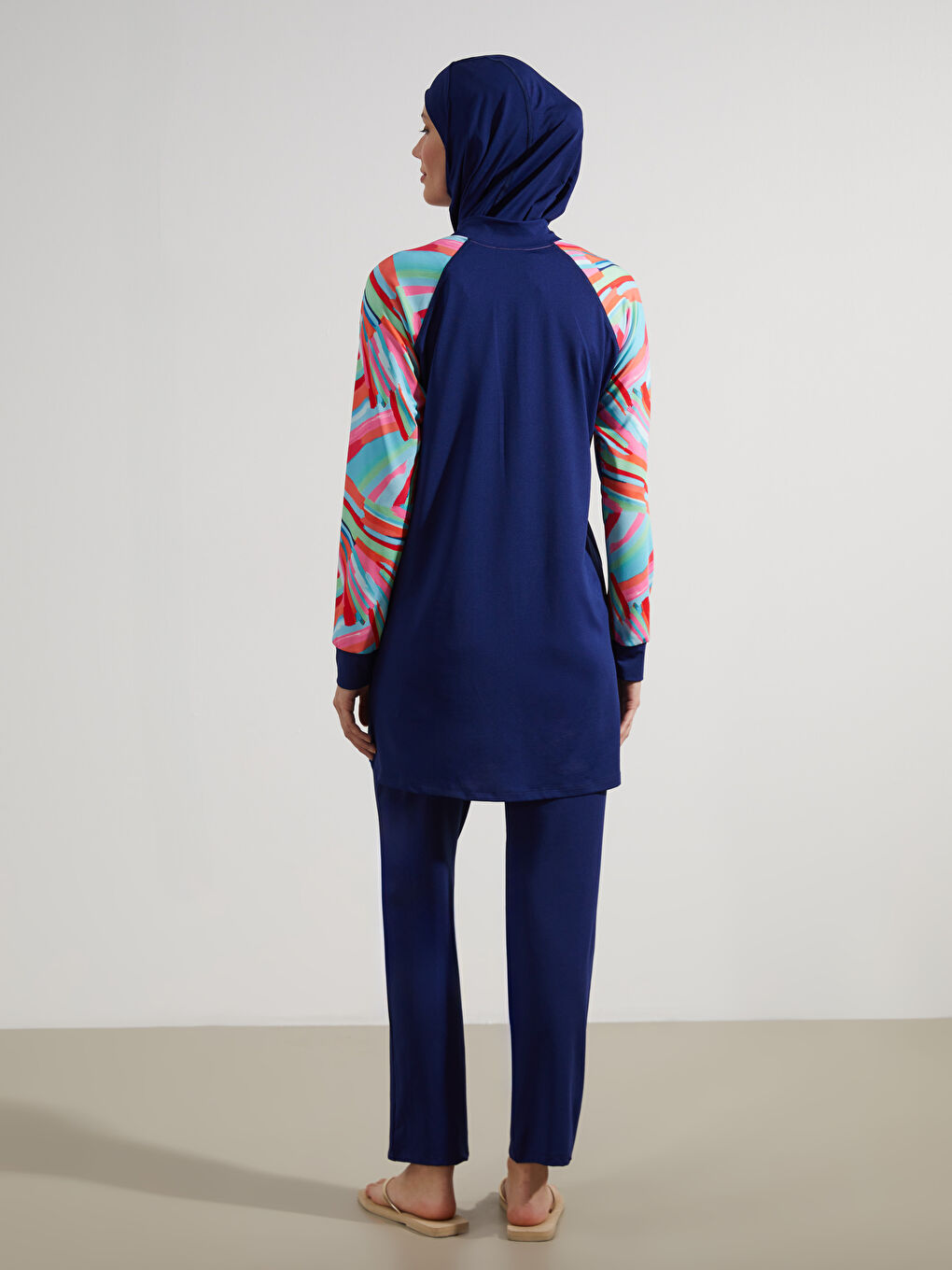College Collar Patterned Women's Modest Swimsuit Set -S5IO46Z8-HKF