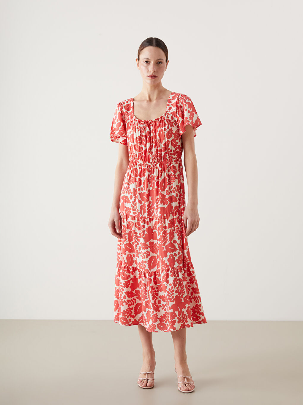 Boat Neck Floral Women’S Dress -S5IO49Z8-LTQ