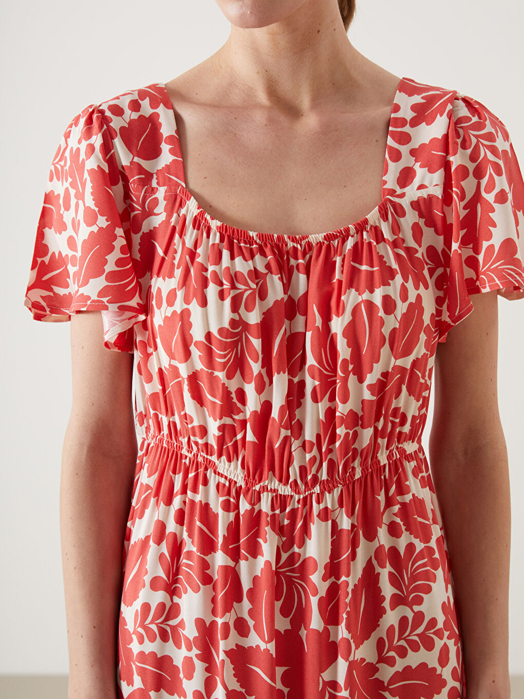 Boat Neck Floral Women’S Dress -S5IO49Z8-LTQ