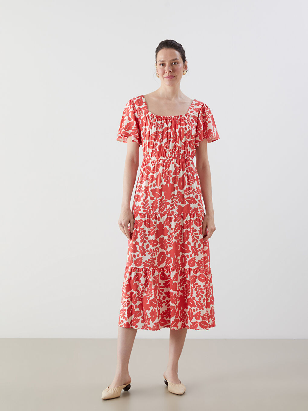 Boat Neck Floral Women’S Dress -S5IO49Z8-LTQ