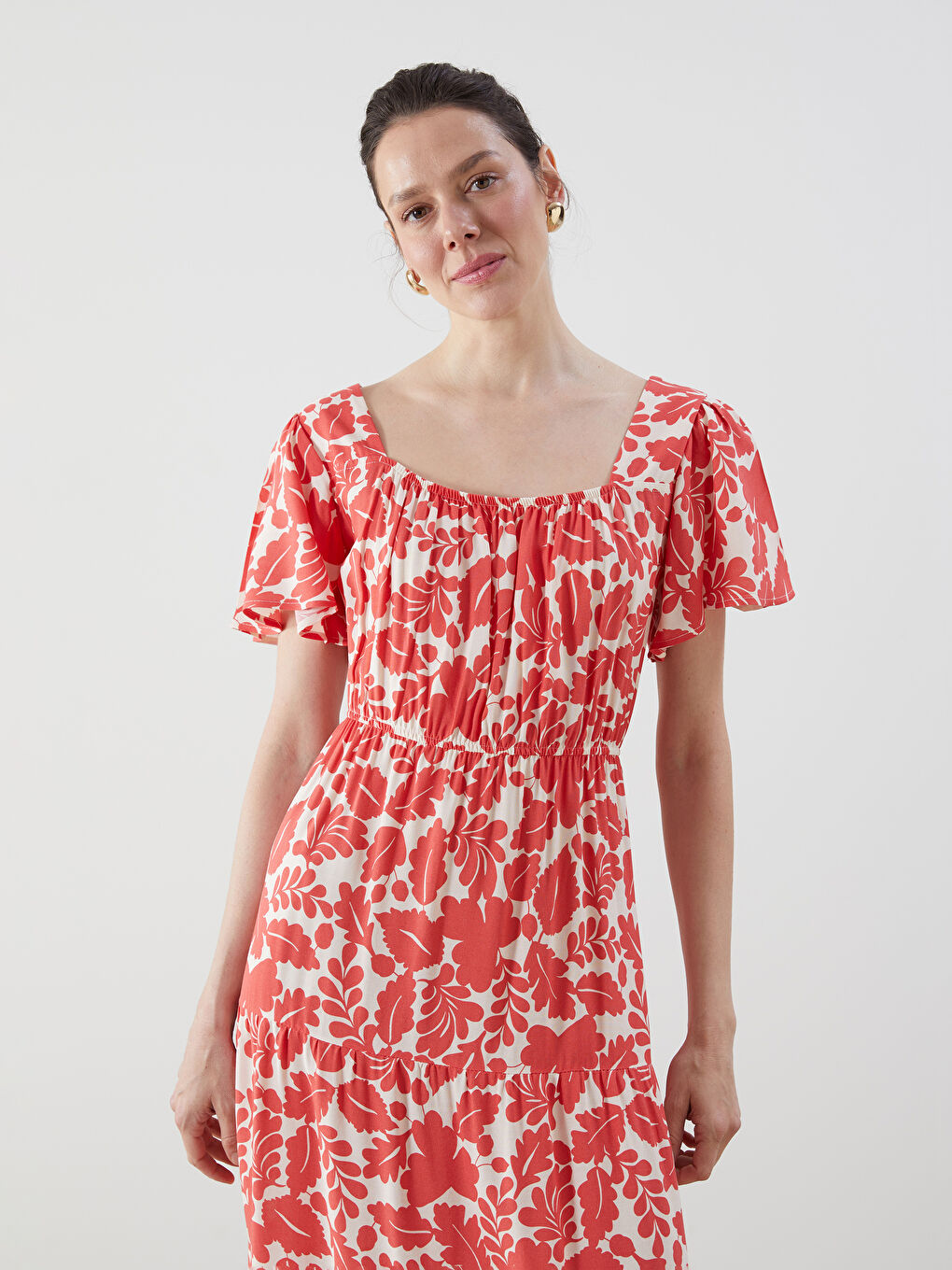 Boat Neck Floral Women’S Dress -S5IO49Z8-LTQ