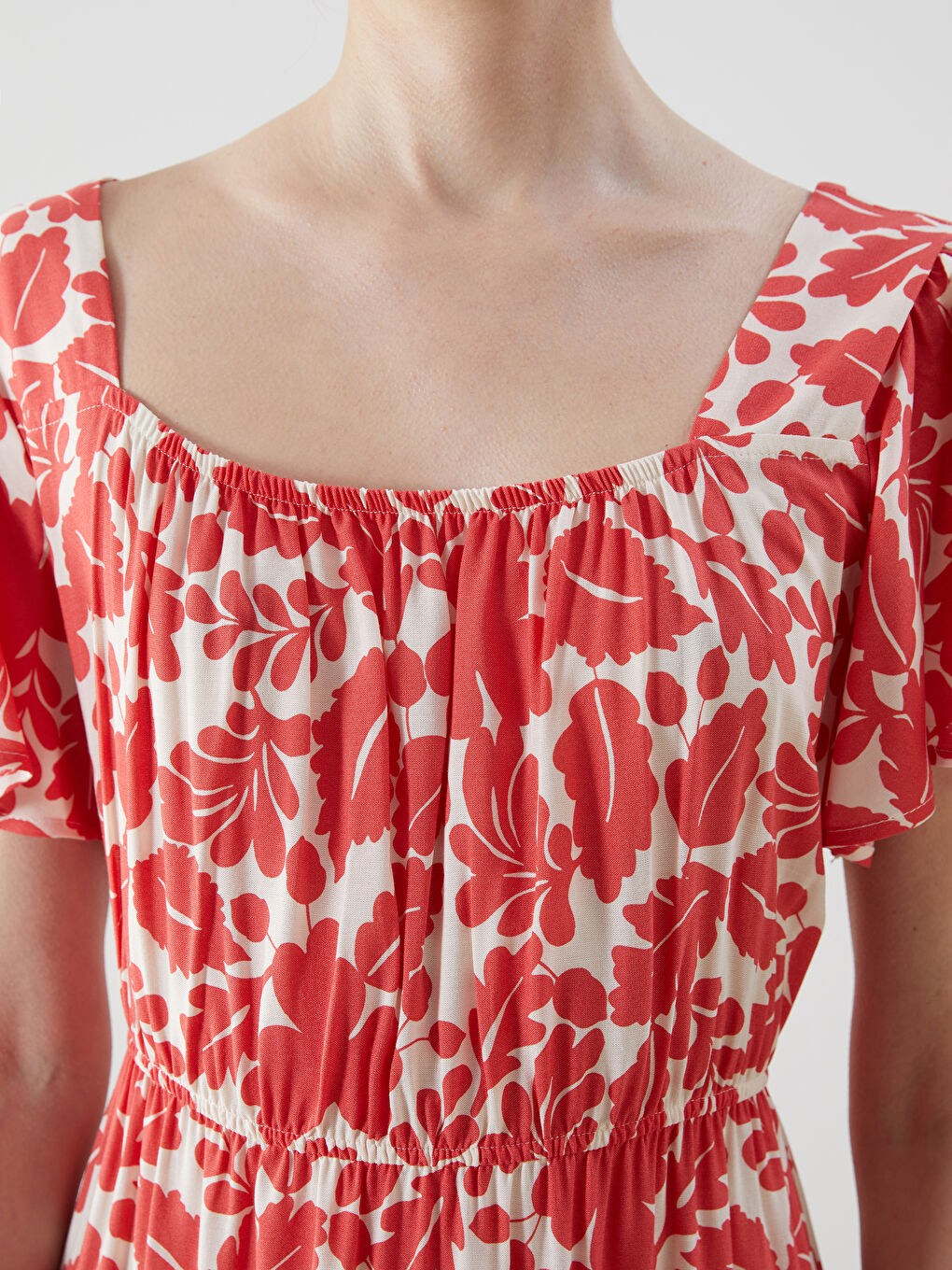 Boat Neck Floral Women’S Dress -S5IO49Z8-LTQ