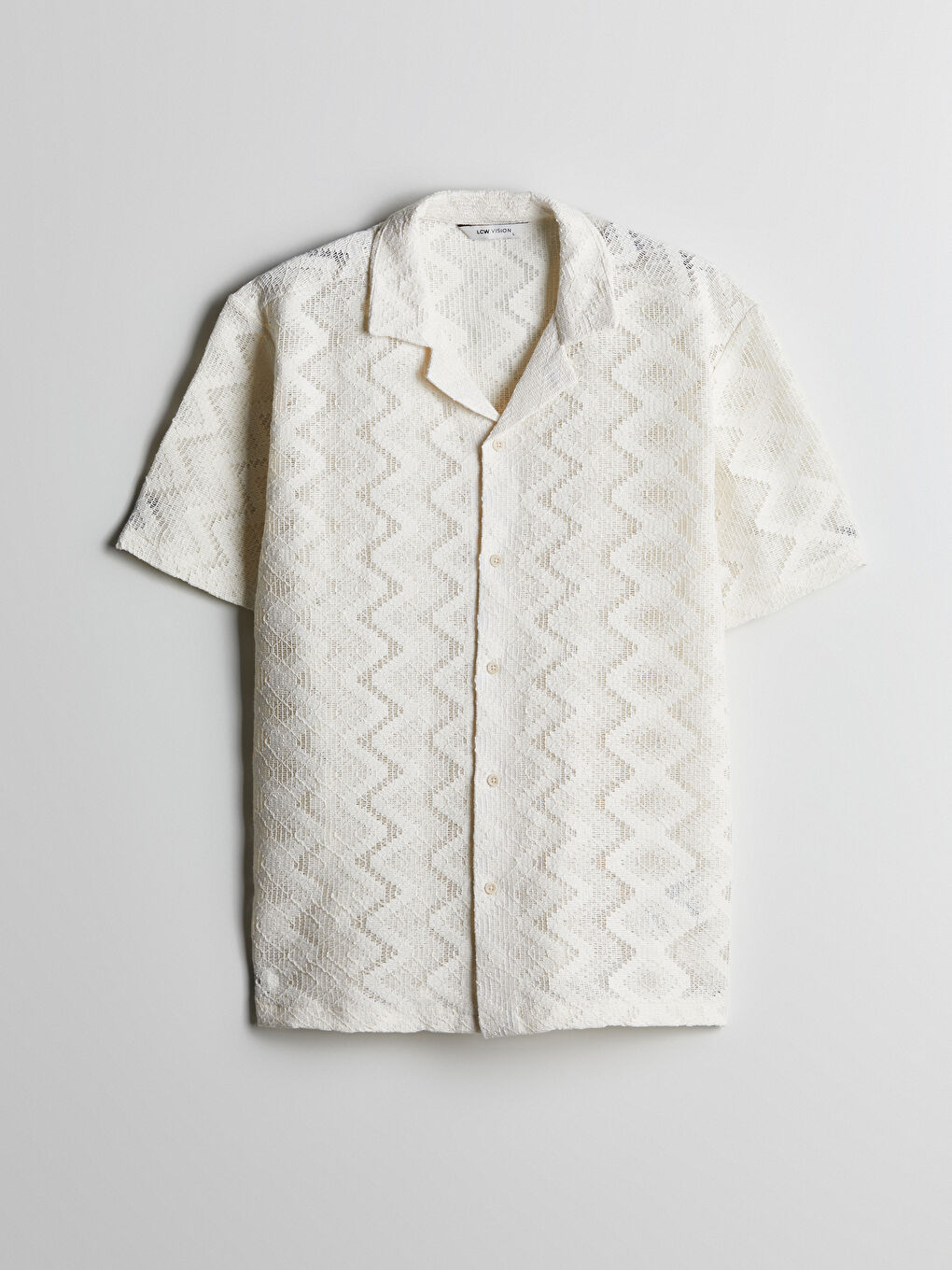 Ekru Regular Fit Kısa Kollu Armürlü Erkek Gömlek-4