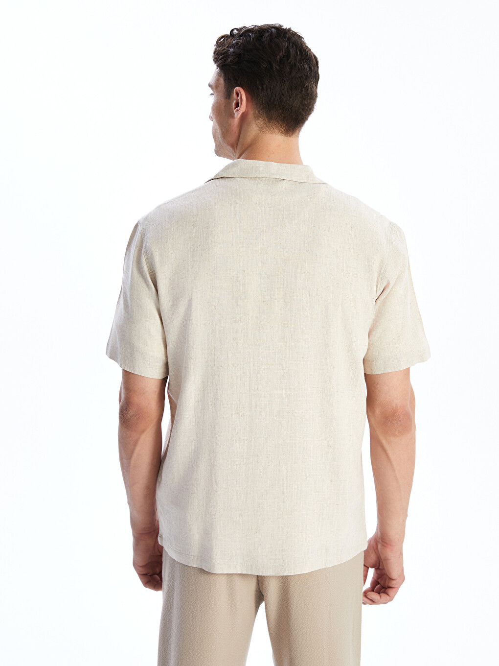 Regular Fit Short Sleeve Linen Blend Men's Shirt-3