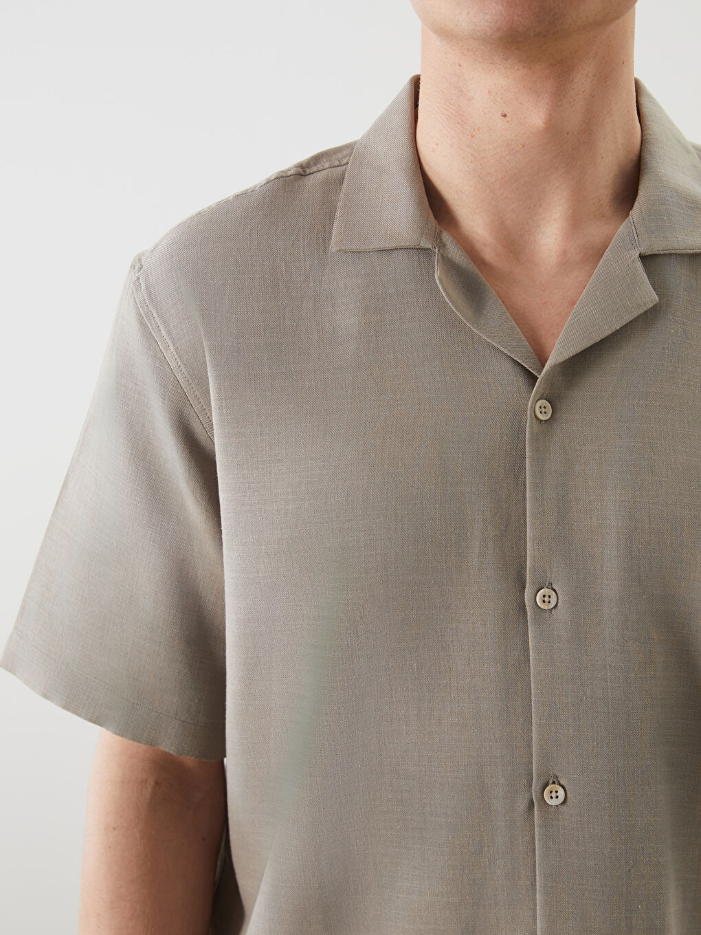 Regular Fit Short Sleeve Linen Look Men's Shirt -S5IO54Z8-DYG