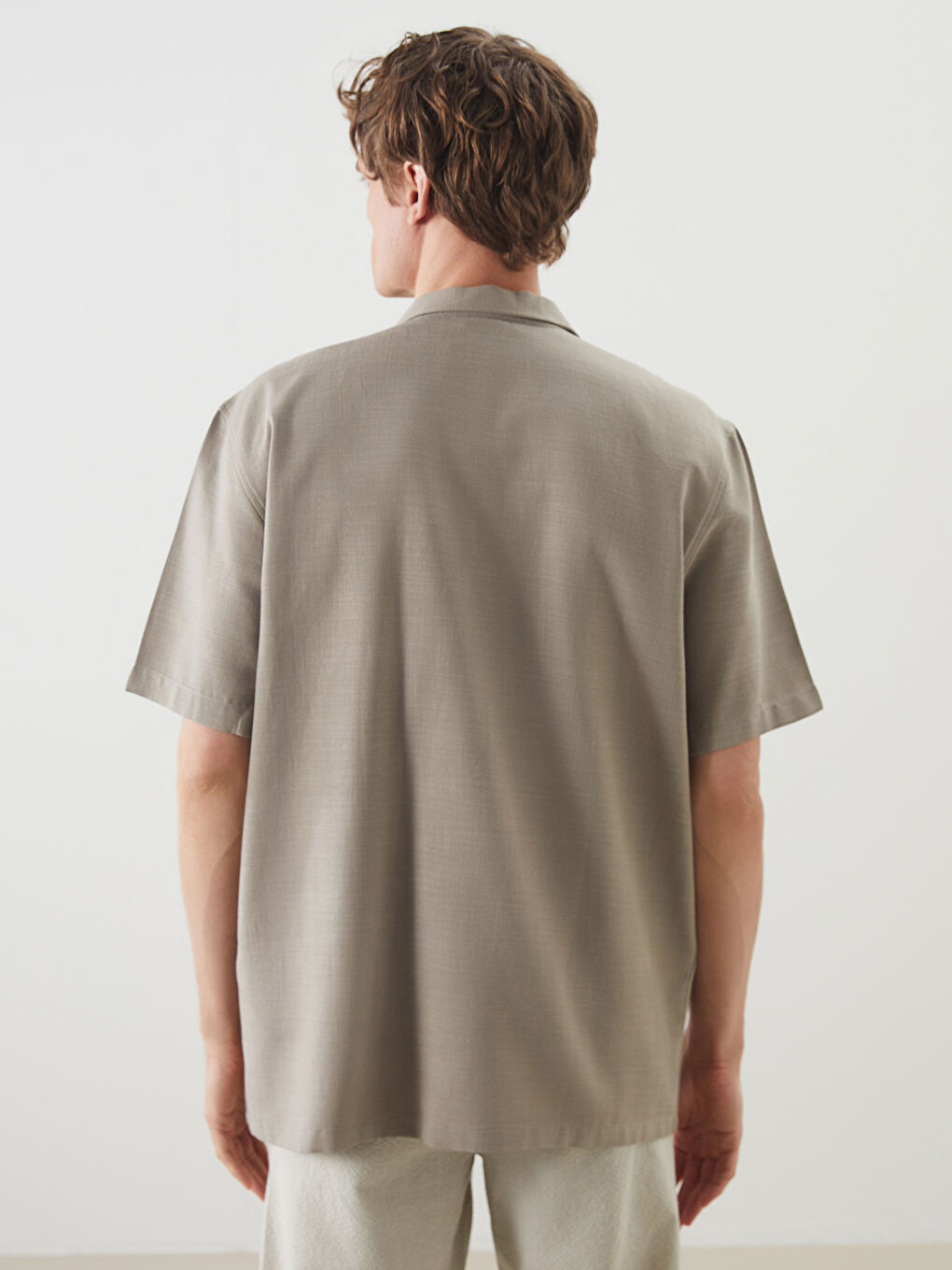 Regular Fit Short Sleeve Linen Look Men's Shirt -S5IO54Z8-DYG