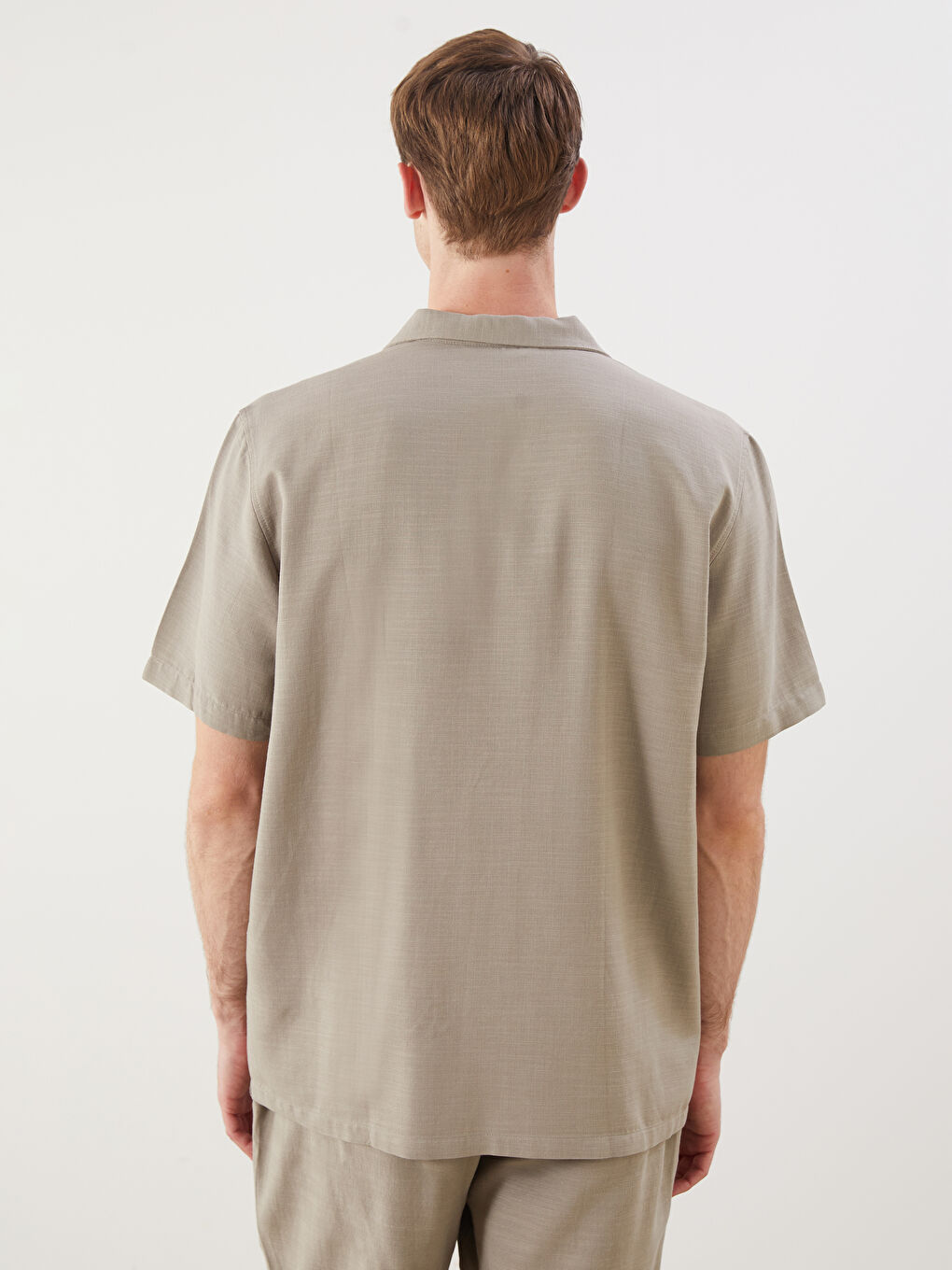 Chemise pour Hommes à Manches Courtes Aspect Lin Coupe Régulière-3