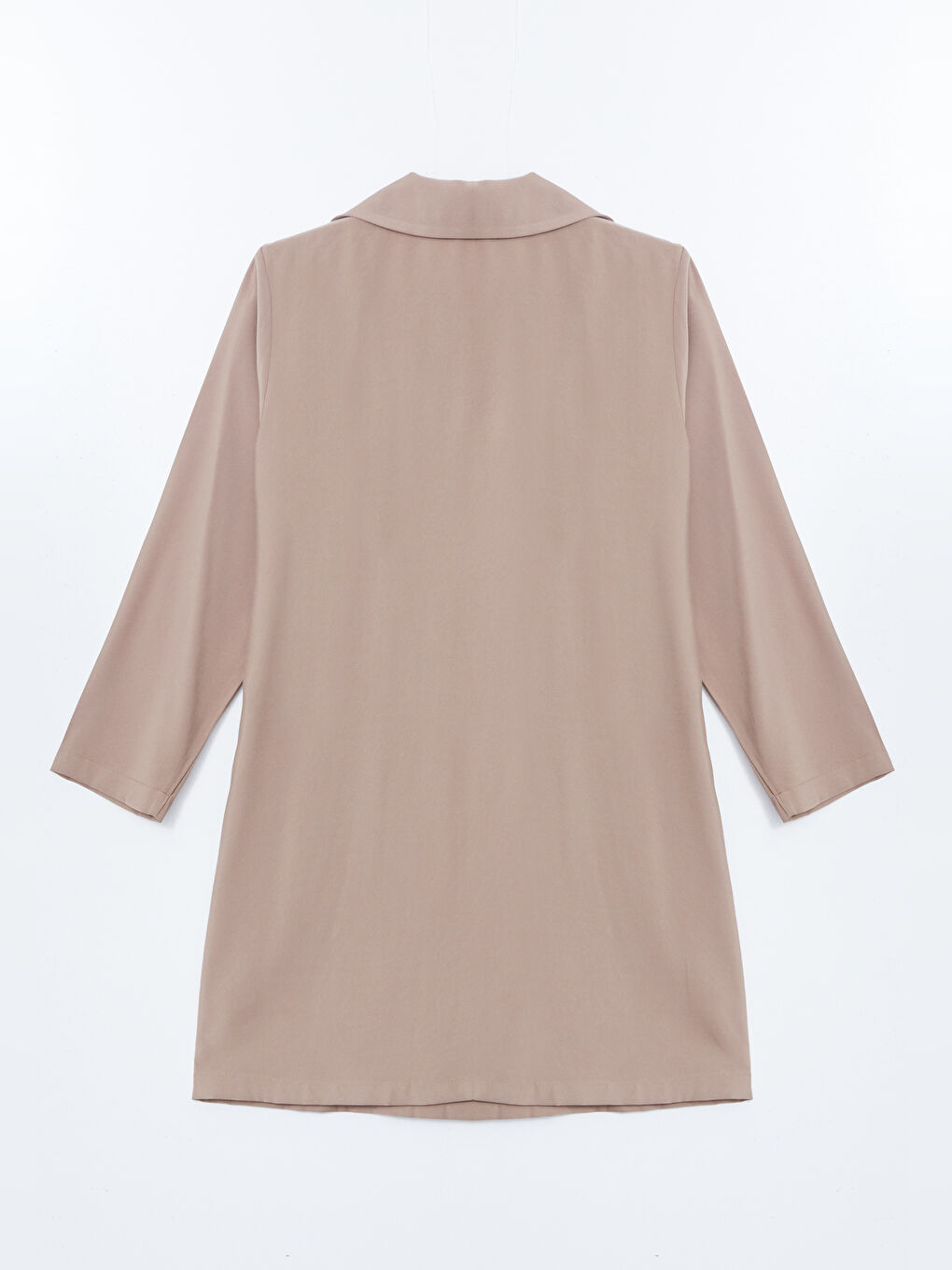 Bej Keten Görünümlü Kadın Gömlek Tunik-5