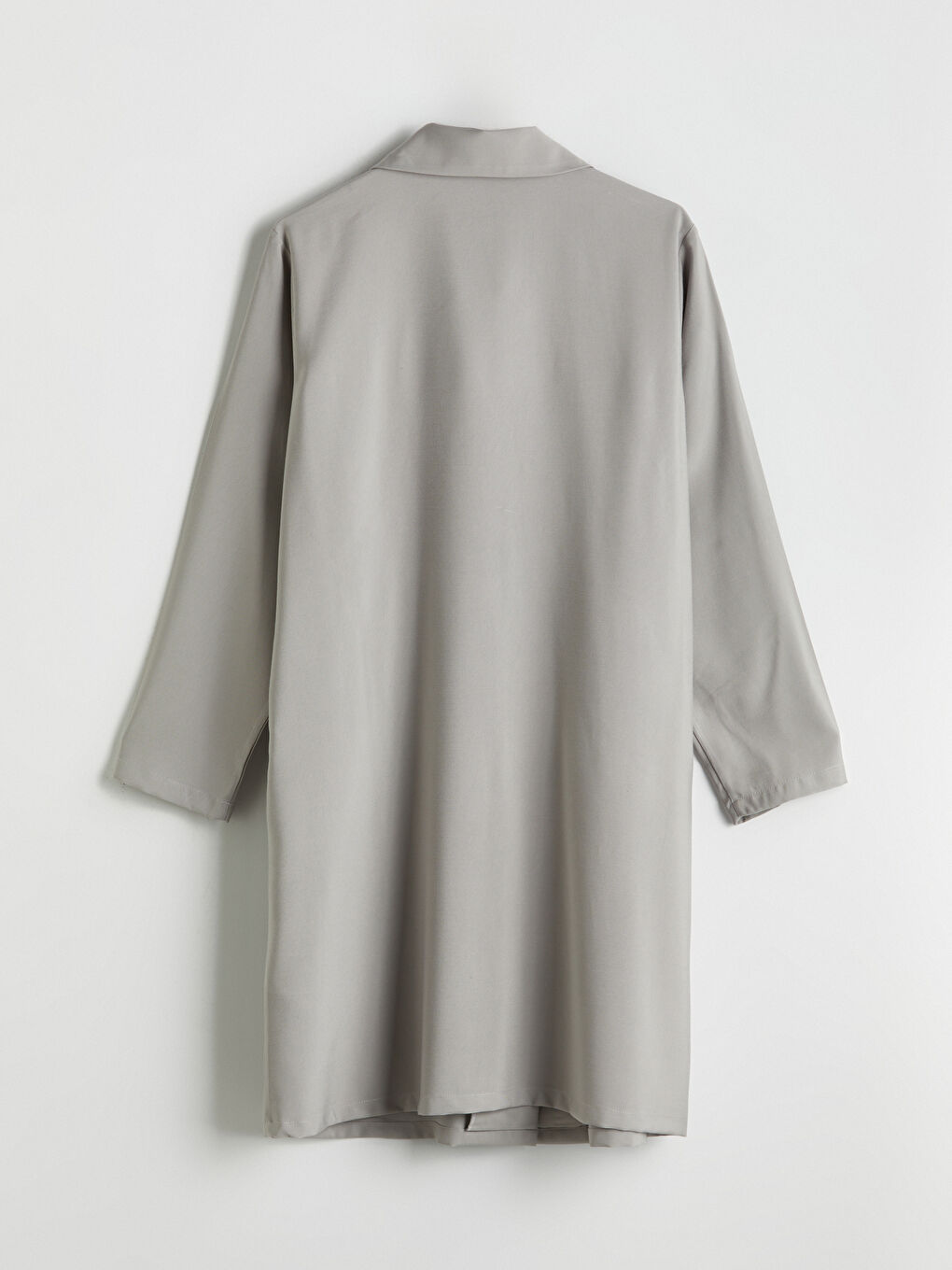 Gri Keten Görünümlü Kadın Gömlek Tunik-5