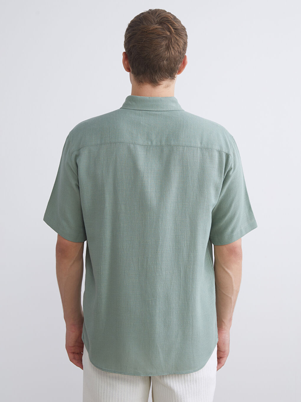 Yeşil Regular Fit Kısa Kollu Erkek Gömlek-3