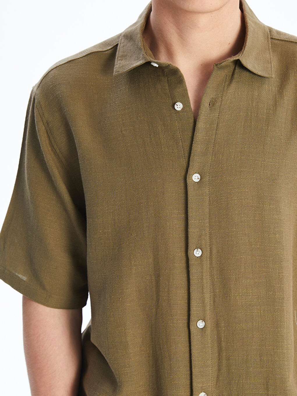 Haki Regular Fit Kısa Kollu Erkek Gömlek-2