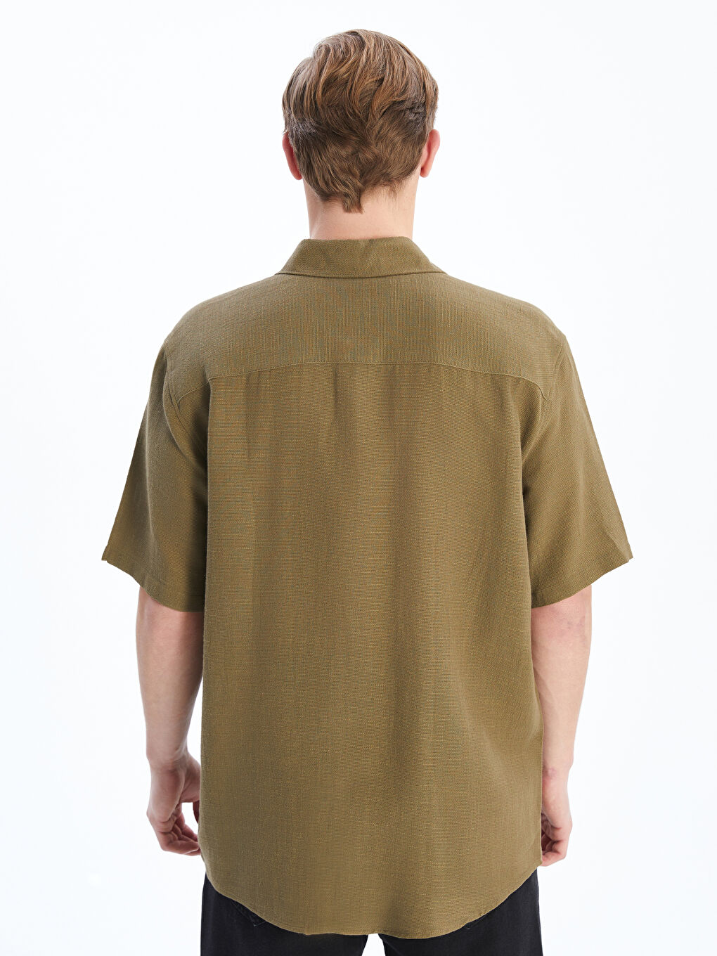 Haki Regular Fit Kısa Kollu Erkek Gömlek-3