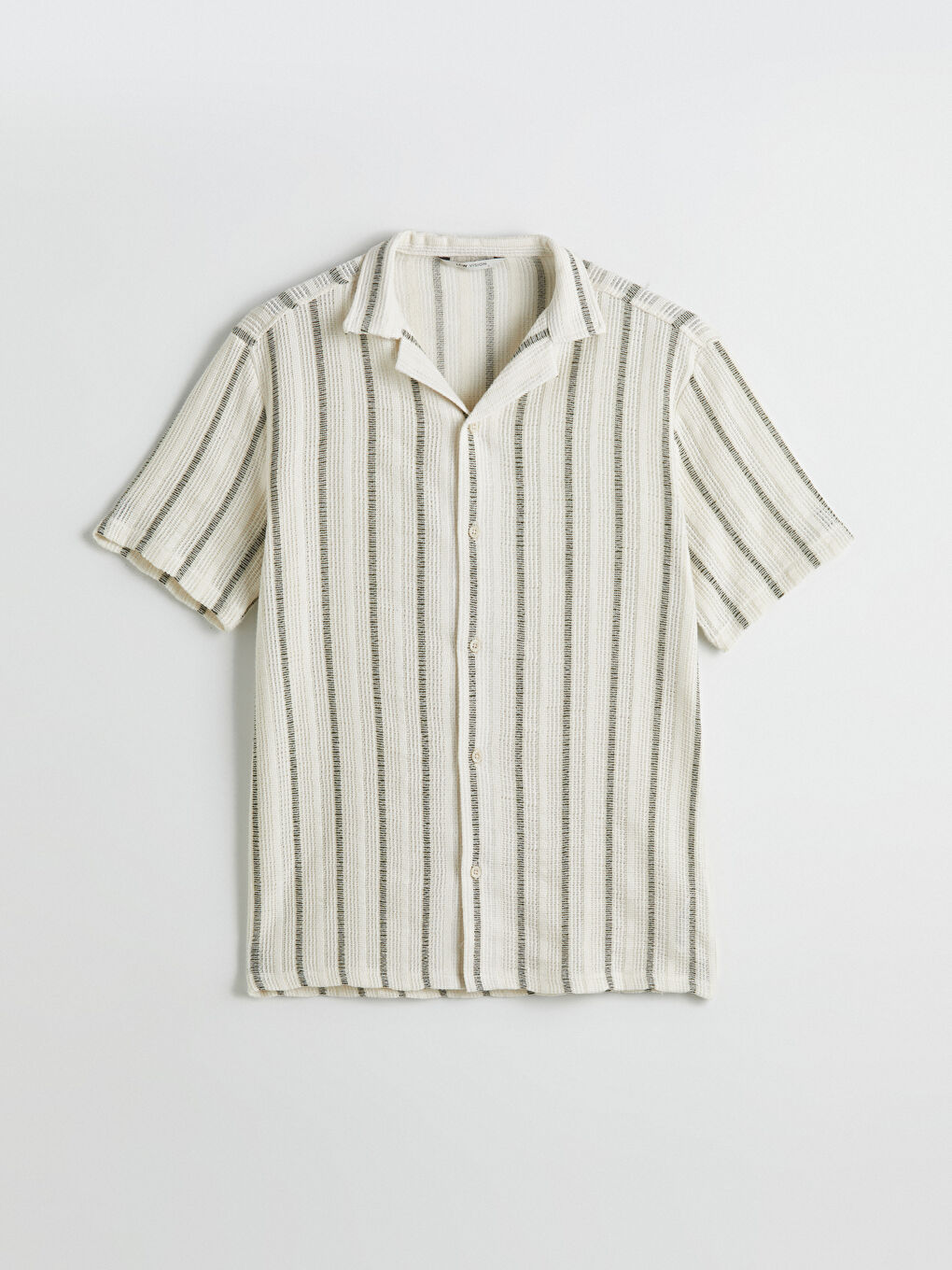 Yeşil Regular Fit Kısa Kollu Çizgili Erkek Gömlek-4