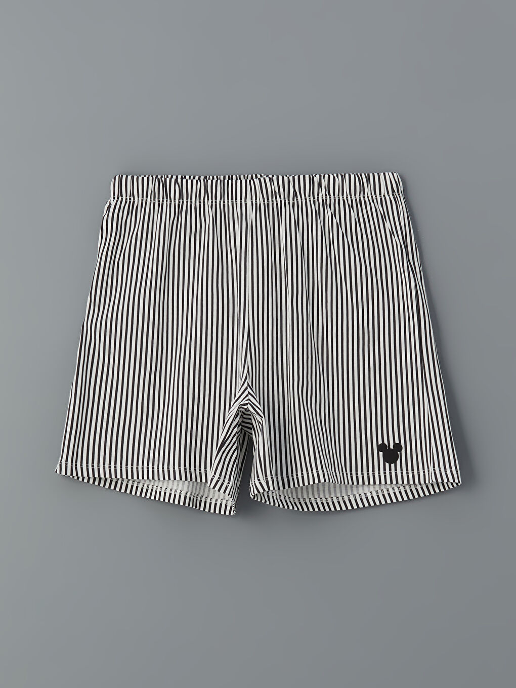 Ekru Beli Lastikli Çizgili Kadın Şort Pijama Altı